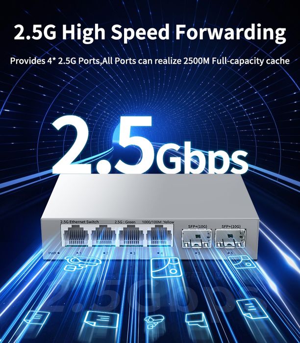 Switch 4x 2.5Gbps RJ 2x 10Gbps SFP