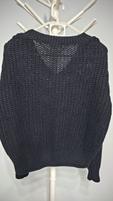 Pulover tricotat H&M pentru femei, bleumarin inchis/negru, marimea S