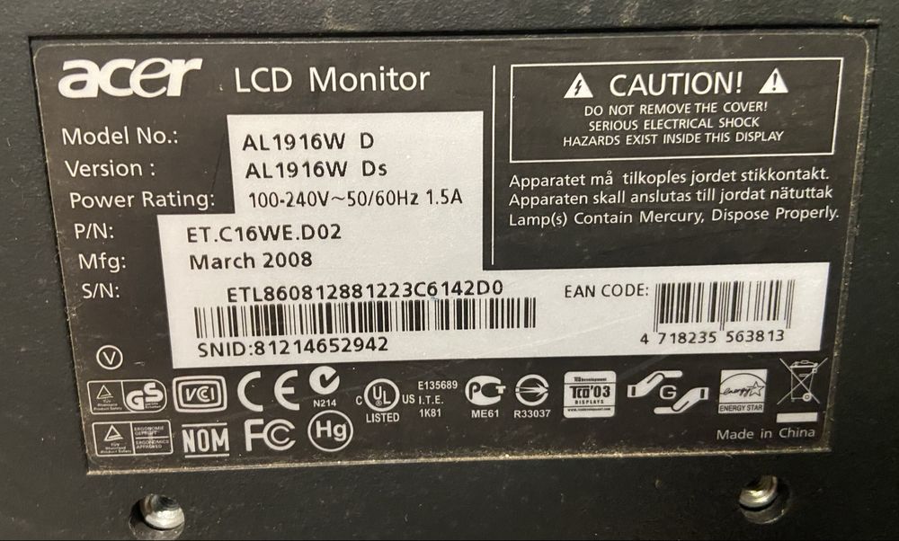 Мониторы LG ACER