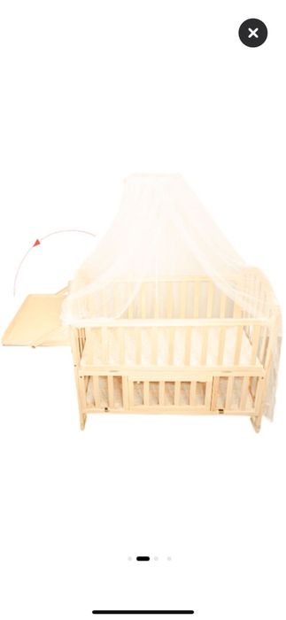 Patut bebe 5 în 1, lemn natur, saltea inclusa