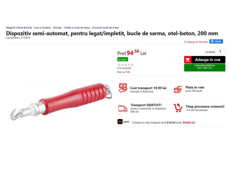 Clește legat sârmă fier beton (semi-automat) – set 2 buc, 140 lei