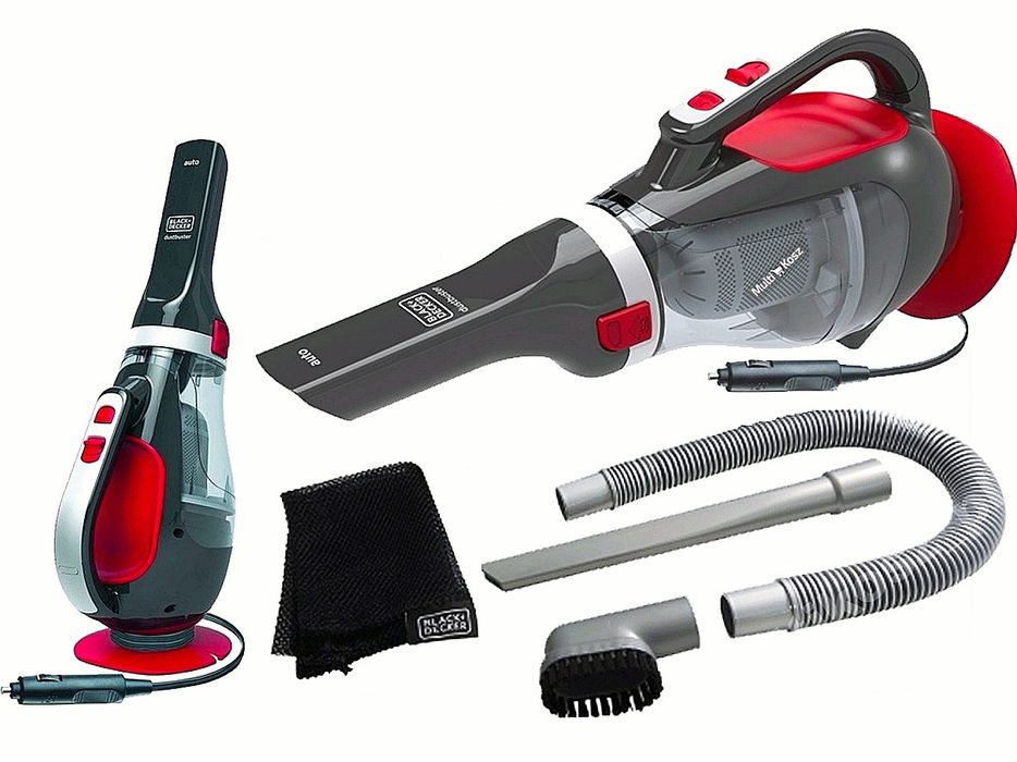 Прахосмукачка за кола Black&Decker ADV1200-XJ, 12V, 5m кабел, сиво-червена