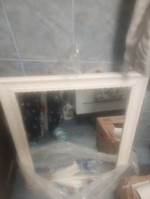 Vand oglinda alba lemn masiv 70*90