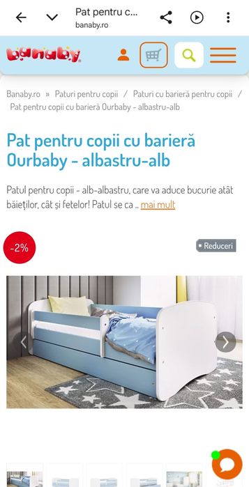 Pat copii + saltea cocos 160 x 80