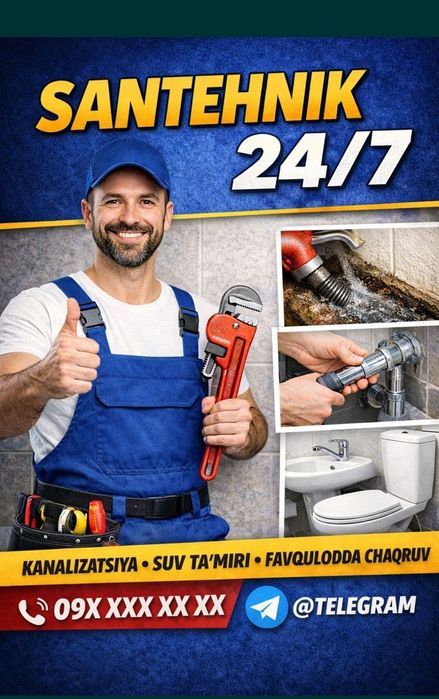 Сантехник хизмати 24/7 Santexnik xizmati
