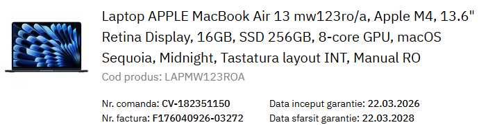 Apple MacBook Air 13.6"  M4 16 RAM 256 GB