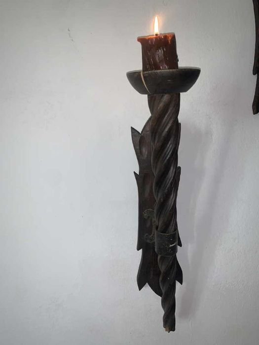 Torta lumanare din lemn cu fier forjat decor