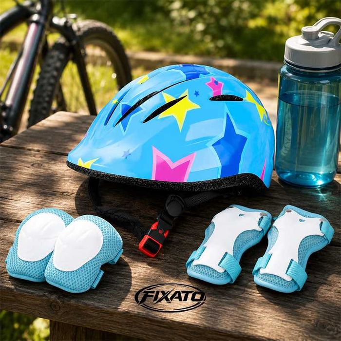 Set Protectie Pentru Copii 7 in 1, Casca cu Marime Reglabila, Genunchiere, Cotiere si Aparatori Incheieturi pentru Bicicleta, Trotineta, Role