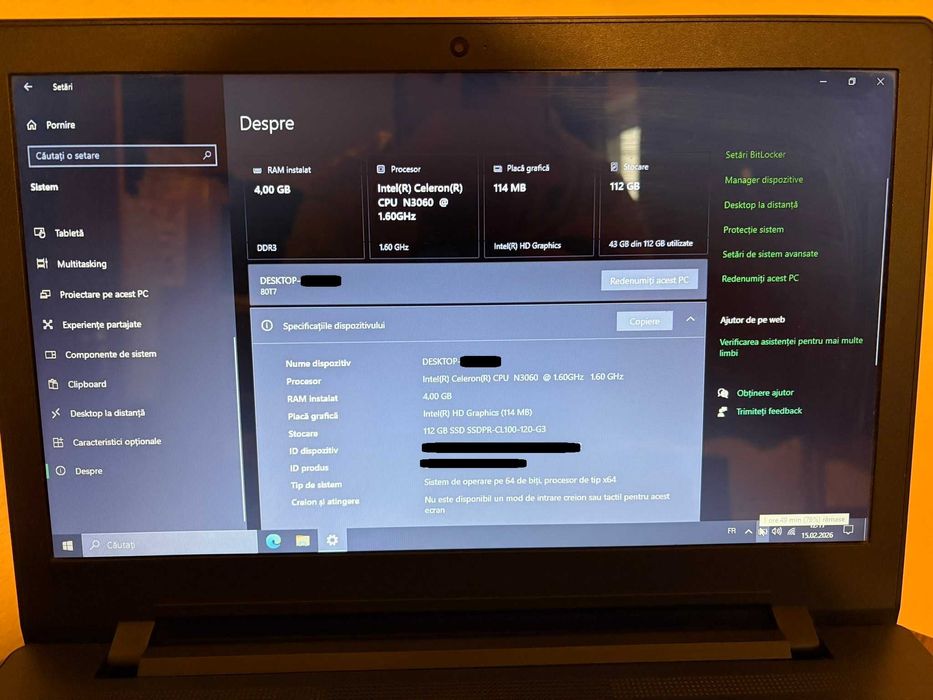 Laptop Lenovo IdeaPad 110 – SSD 120GB - stare bună