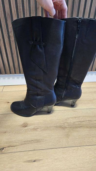 Cizme de piele negre cu toc, marimea 39