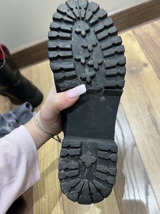 Кожаные ботинки Hermès (черные с красным)