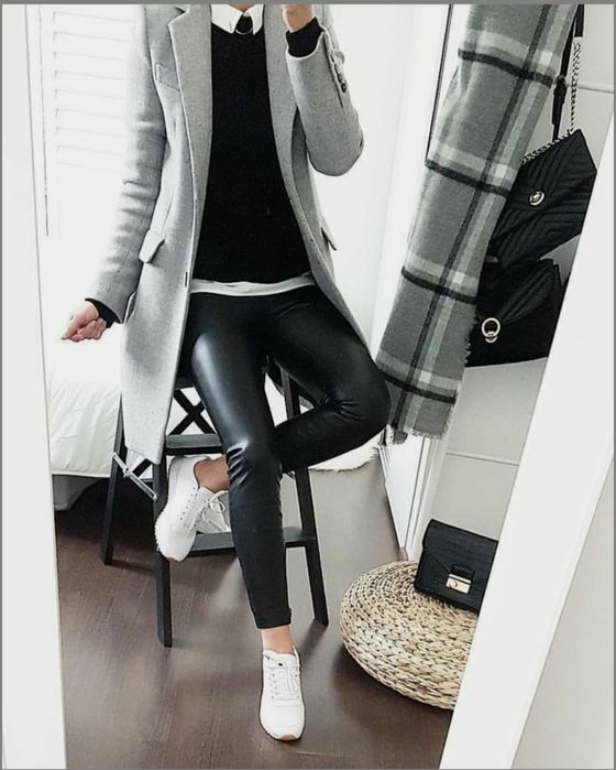 дамски клин кожен ватиран зимен черен мат висока талия плътен ластичен