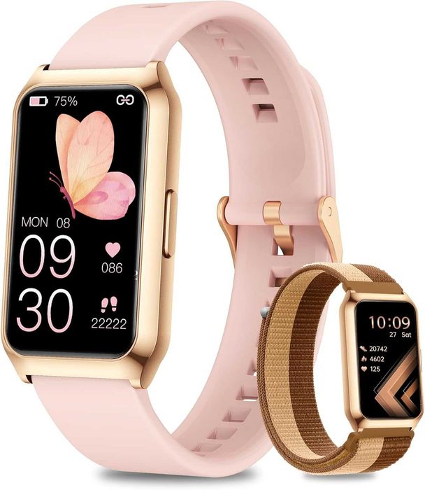 Смарт часовник Fitoncloud, IP68, 260 mAh, розово злато –с 2 каишки