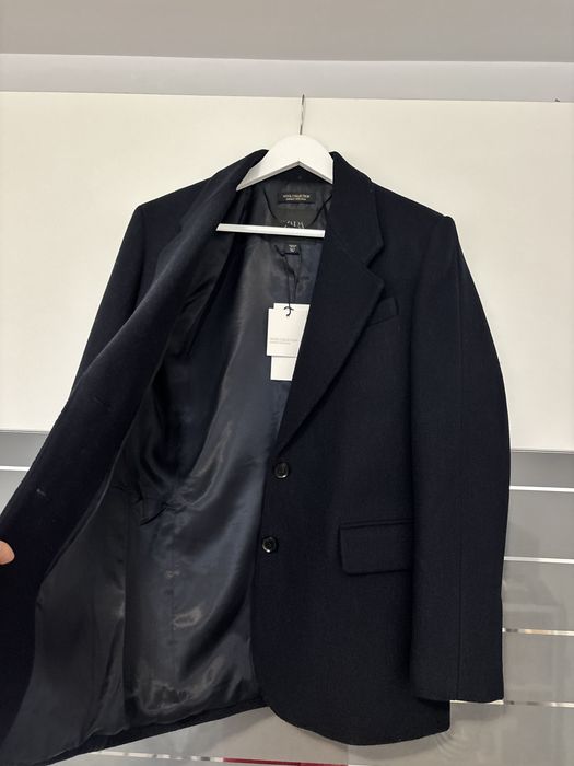 Sacou navy din 55% lana - Zara
