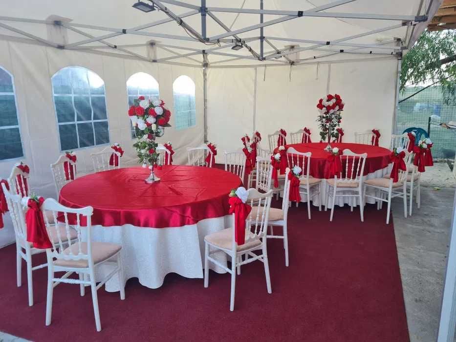 Corturi evenimente de inchiriat cu scaune, mese, vesela si decoratiuni