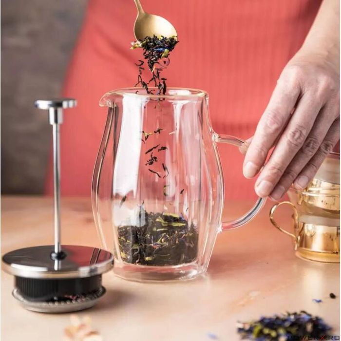 Infuzor din sticla, transparent, pentru cafea, ceai si lapte, 350ml,