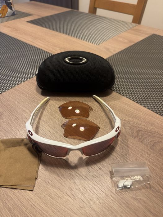 Oakley Fast Jacket Polarized Sunglasses Oo9097-3072 White/oo Red