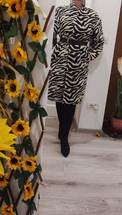 Pardesiu/blazer boho Zebra Print, mărime M-L, 100%bumbac
