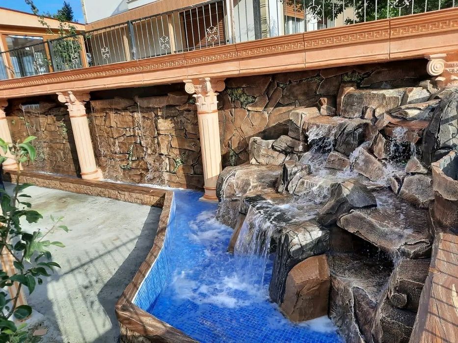 Водопад,пруд,скульптура,дерево,ландшафтный дизайн,кора,фонтан,барельеф