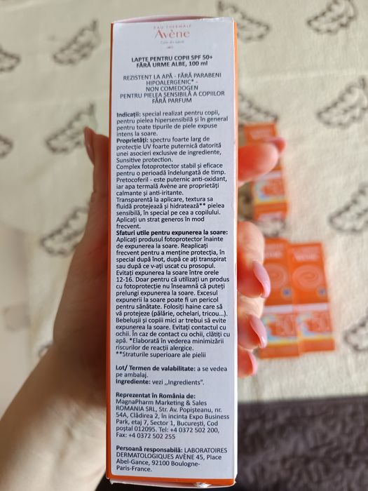 Avene, Lapte de fata și corp pentru copii SPF 50+