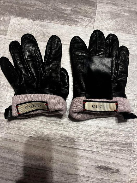 Оригинални ръкавици Gucci с кожа и кашмир