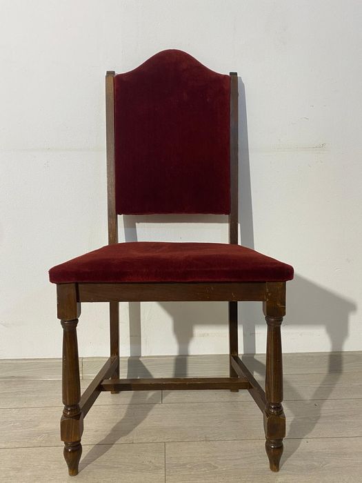 6 Buc. Scaun Vintage din Lemn; Set Scaune Tapițate