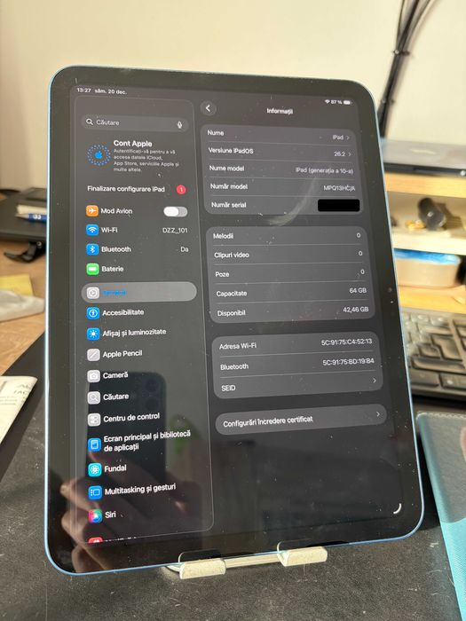 iPad 10th Gen,64Gb,blue,garantie Altex 2026 ,husa cadou