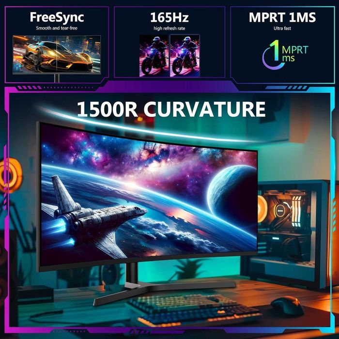 Monitor De Gaming Curbat 34 inchi 165Hz 3440 X 1440 Curbat Z-EDGE 34. NOU !!