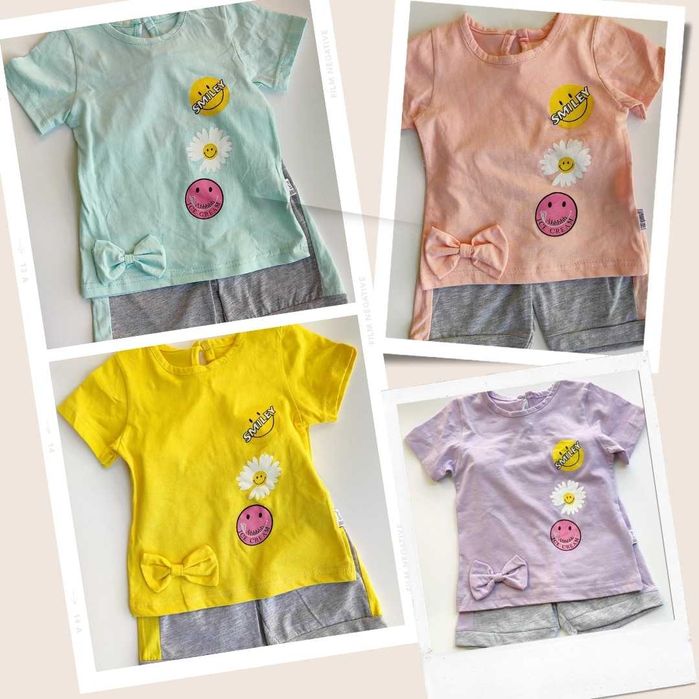 Двойка летняя для девочек, футболка и шорты
