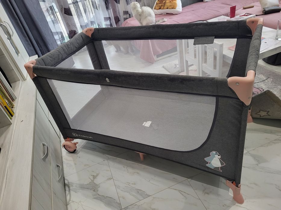 Бебешка кошара с две нива Kindercraft Joy full в сиво и розово