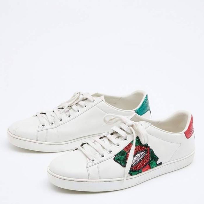 Кеды gucci white new ace lips