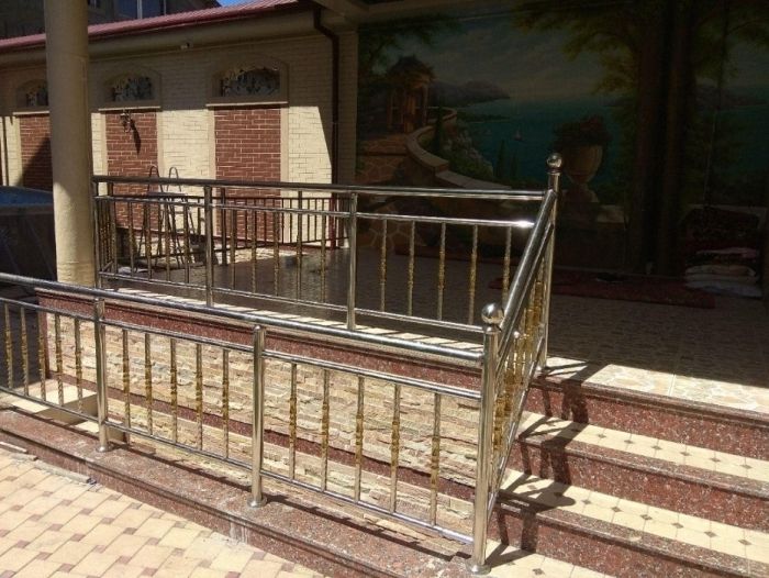 Перила из нержавейки, поручень, навес, никель, nerjaveyka perila