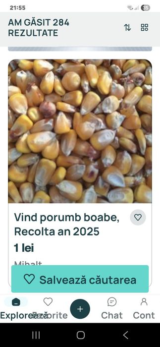 Vind porumb recoltat în anul 2025