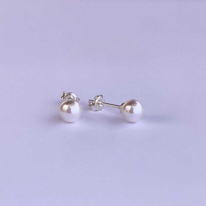 Сребърни Обеци с Перли Сваровски/Swarovski