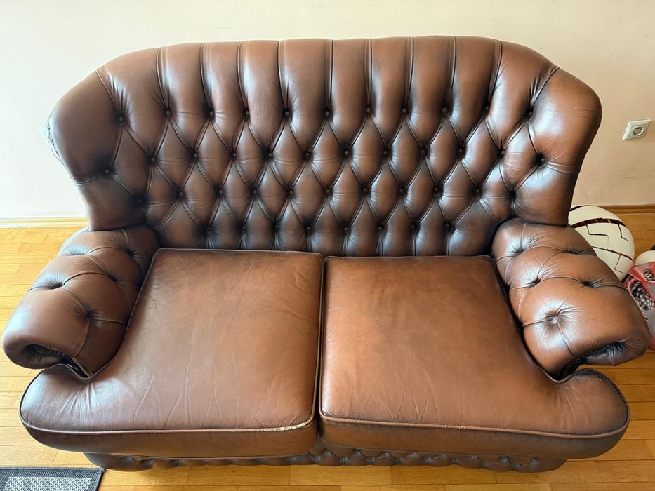 Винтидж кожен диван от истинска кожа