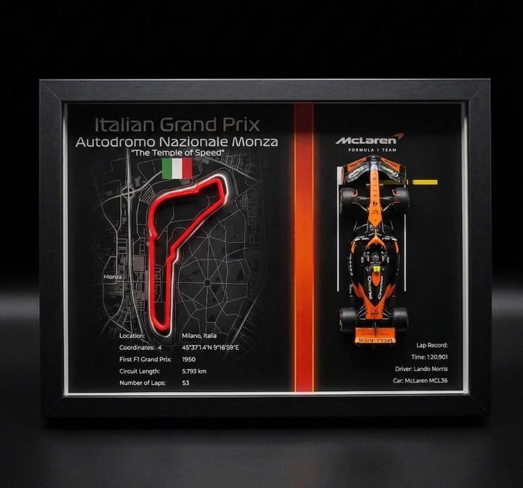 Tablou F1 Circuit Monza – Lando Norris – Print 3D – 31x21 cm