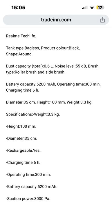 Aspirator Realme TechLife vacuum robot