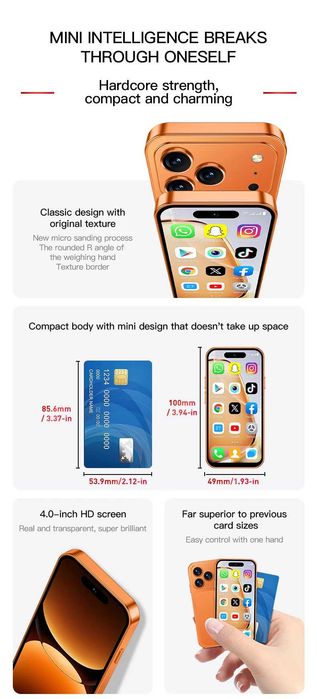 Оригинален ONEMYTH® A18 Pro 4G Микро / Мини Смартфон НОВИ БРОЙКИ