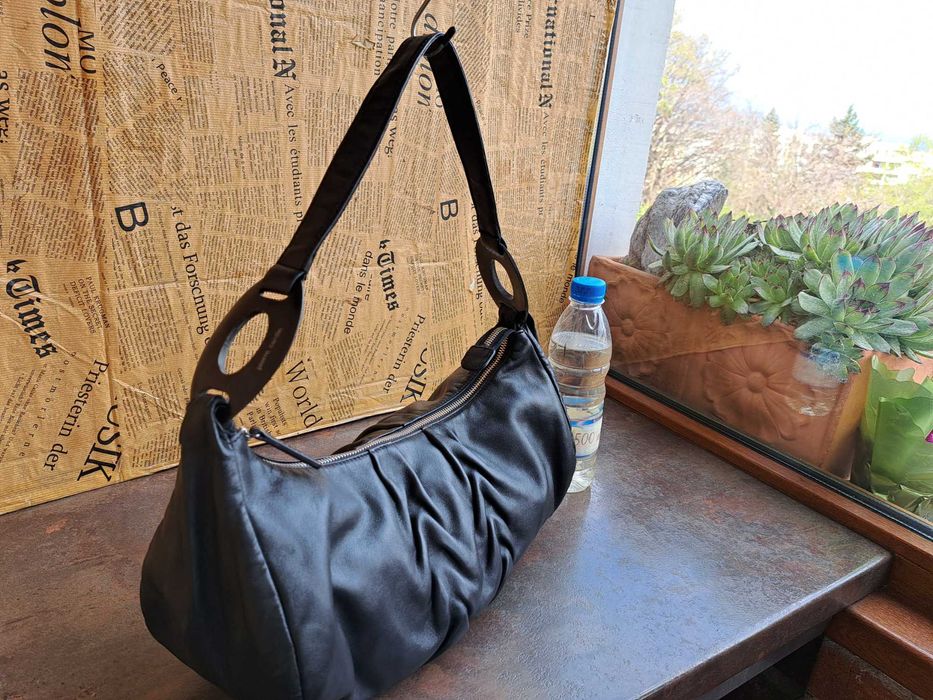 дамска чанта,Pierre Cardin-черна кожена торба-естествена кожа