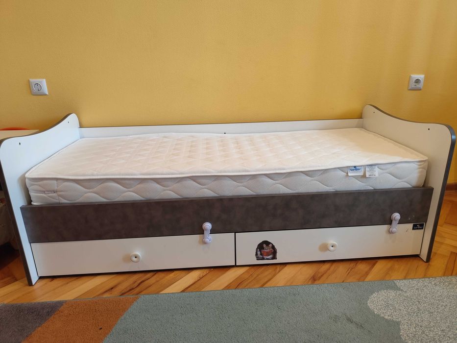 Бебешко легло LORELLI Maxi Plus 70/160 Бяло/Stone Grey + Матрak