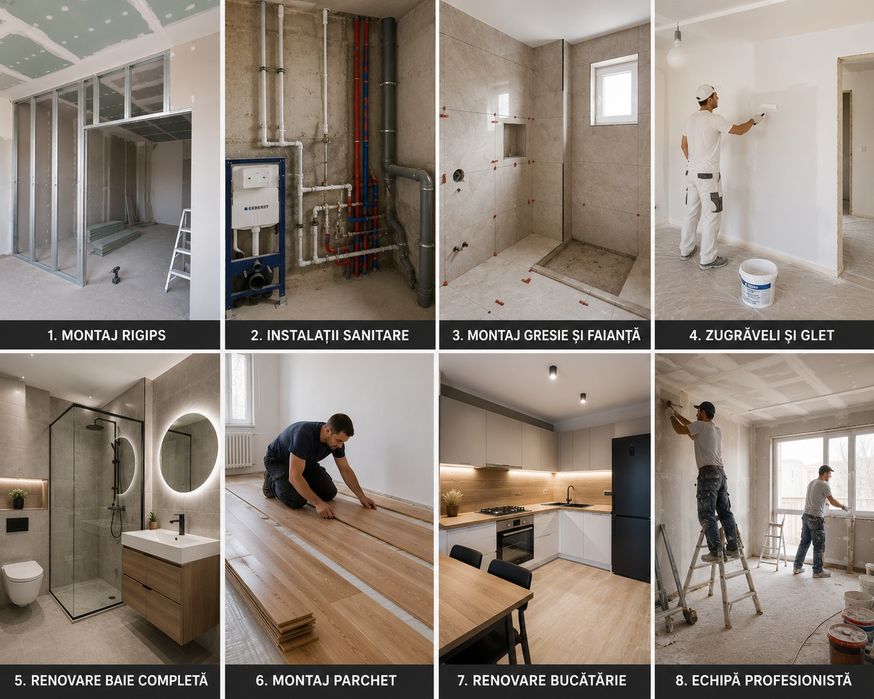 Echipa renovari interioare apartamente rigips gresie faianta  jugrav