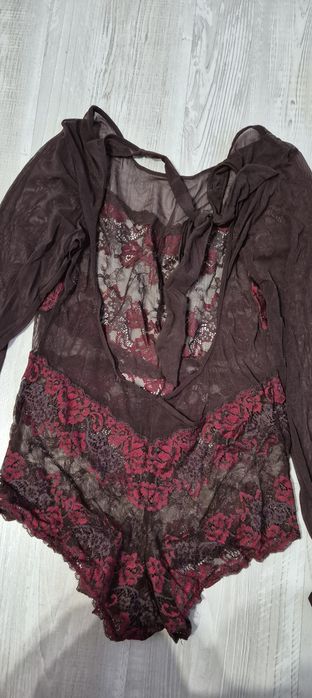 Боди Бордо тюл с дантела