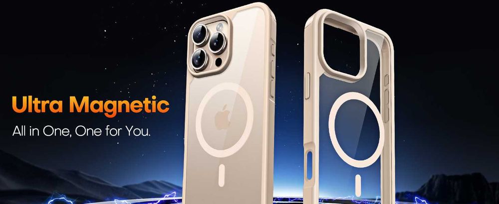 TAURI iPhone 16 Pro Max Husa Gold MagSafe Sticla Temperata Protectie 15FT Anti Soc Anti Zgarieturi