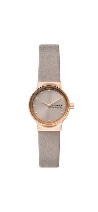 Ceas quartz cu o curea de piele, Bej SKAGEN DENMARK