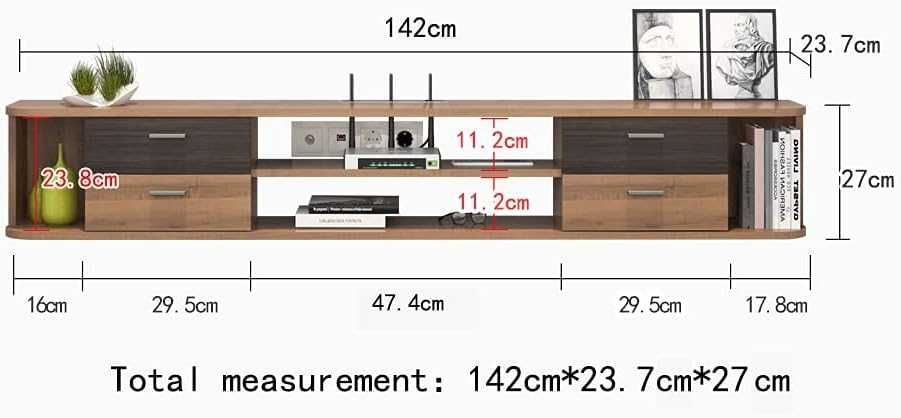 LIVRARE GRATUITA - Comoda TV suspendata 142 cm cu 4 sertare – mobilier living, floating, maro inchis
