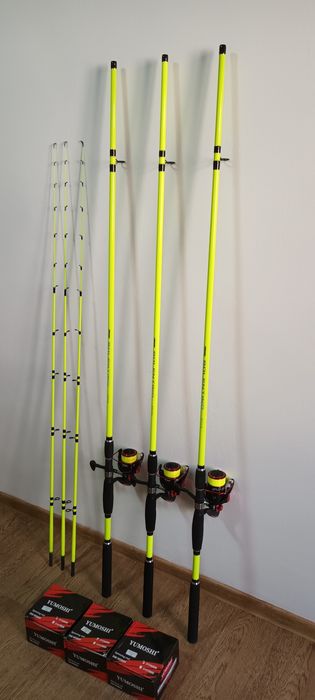 SET 3 Lansete Feeder 3.0m ROBINHAN Bolentino + 3 Mulinete YUMOSHI DM60