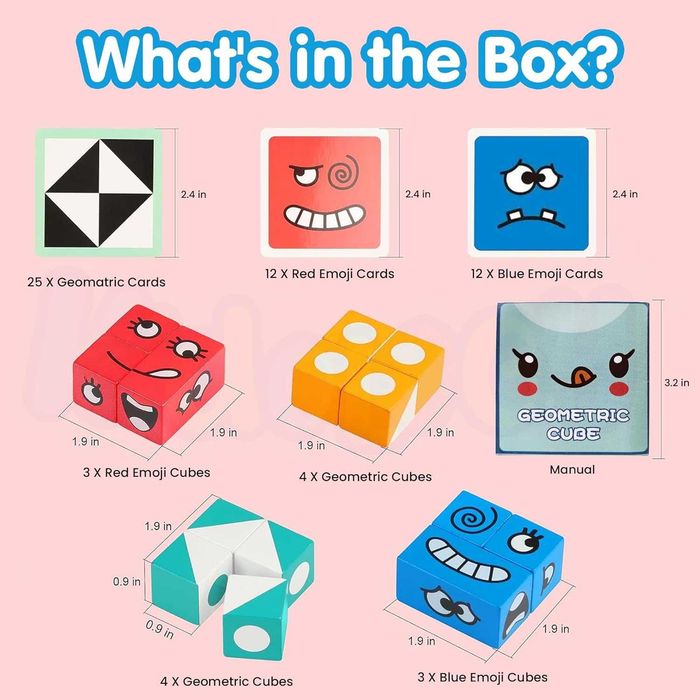 Нова! Логическа игра с кубчета и карти Geometric Fun Cube – (2в1), 3+
