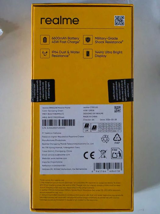 ЧИСТО НОВ Realme C100 5G 128GB / 12GB RAM - Неразопакован / Гаранция към А1