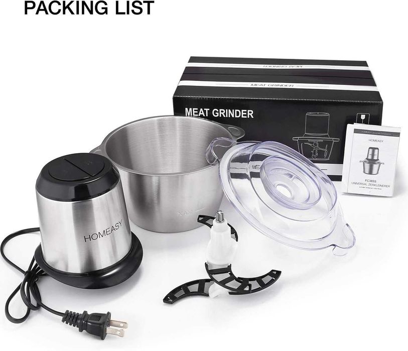 Електрическа месомелачка, кухненски робот 2L, неръждаема стомана, 850W