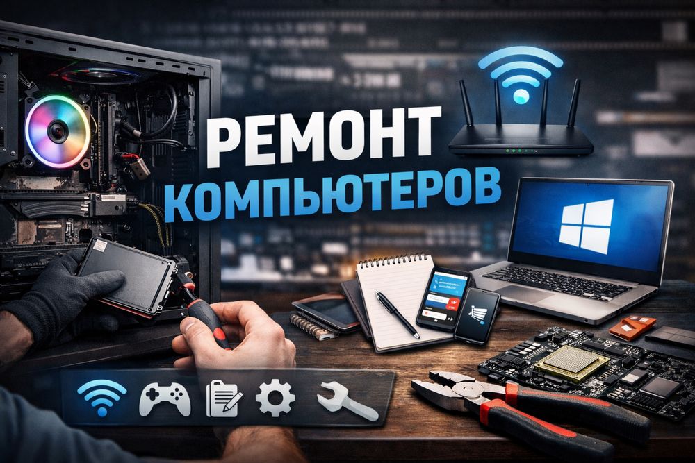 Ремонт компьютеров и ноутбуков, обслуживание камер наблюдения